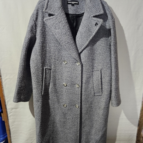 Karl Lagerfeld Gray Double-Breasted Mens Coat